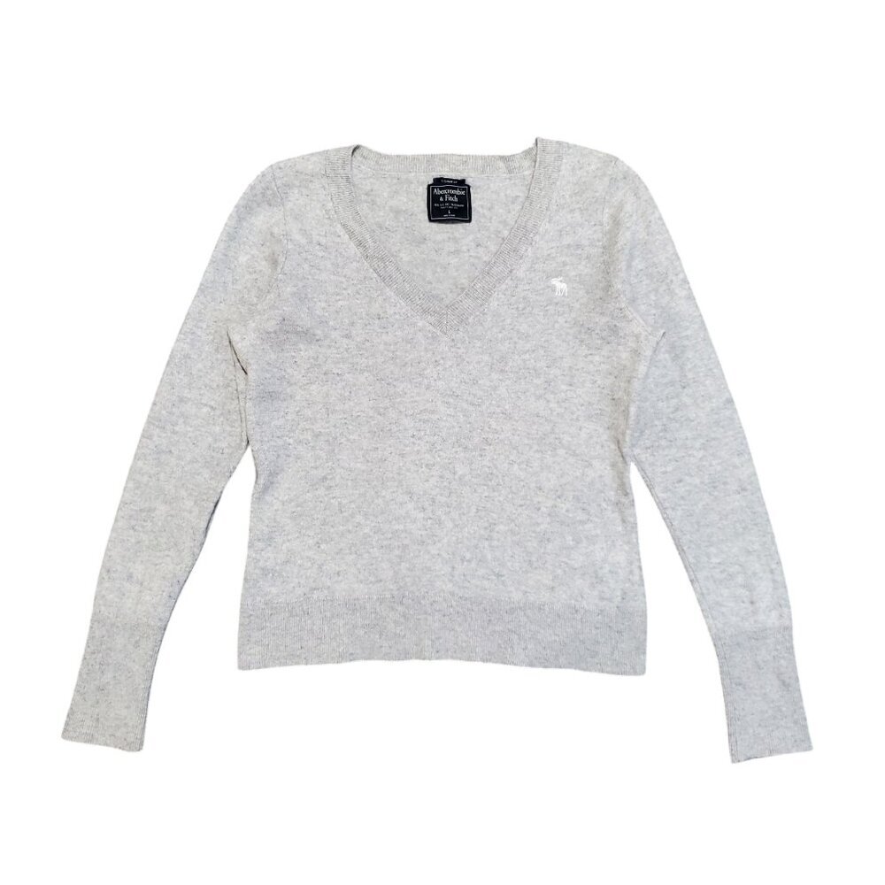 Abercrombie & Fitch Light Gray V-Neck Sweater